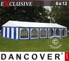 Partytent Exclusive 6x12m PVC, Blauw/Wit