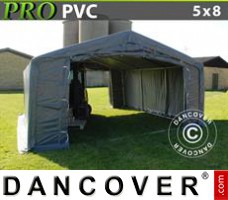 Tent PRO 5x8x2x2,9m, PVC, Grijs