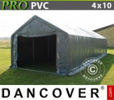 Tent PRO 4x10x2x3,1m, PVC, Grijs