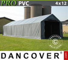 Tent PRO 4x12x2x3,1m, PVC, Grijs